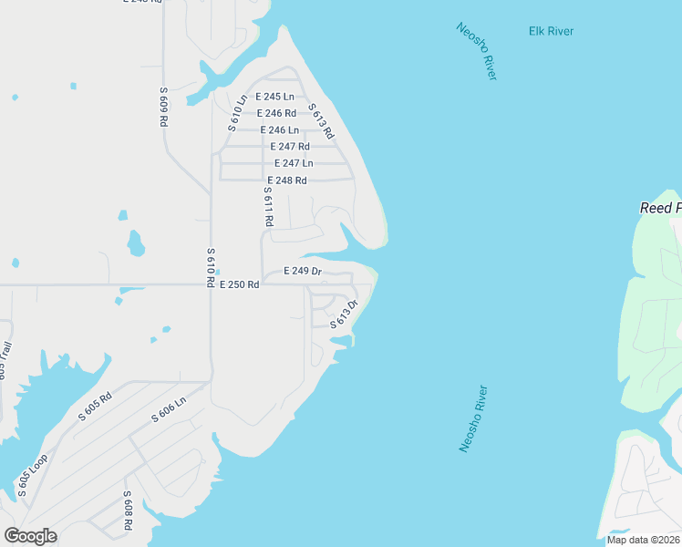 map of restaurants, bars, coffee shops, grocery stores, and more near 61137 East 249 Drive in Grove