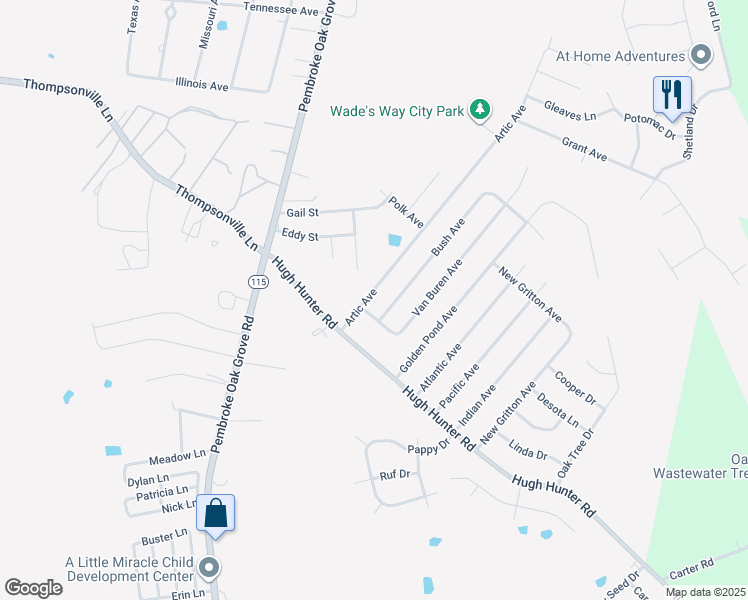 map of restaurants, bars, coffee shops, grocery stores, and more near 608 Artic Avenue in Oak Grove