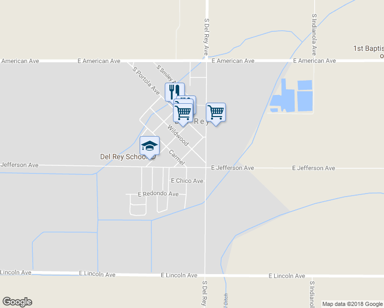 map of restaurants, bars, coffee shops, grocery stores, and more near 5521 Wildwood in Del Rey