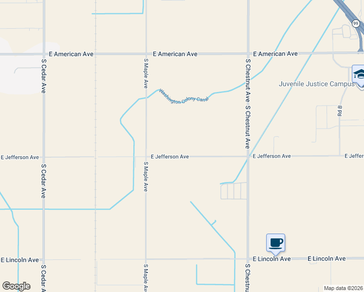 map of restaurants, bars, coffee shops, grocery stores, and more near 2662 East Jefferson Avenue in Fresno