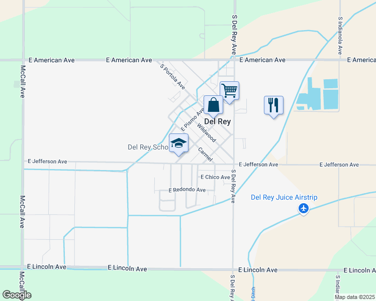 map of restaurants, bars, coffee shops, grocery stores, and more near 10620 Morro Avenue in Del Rey