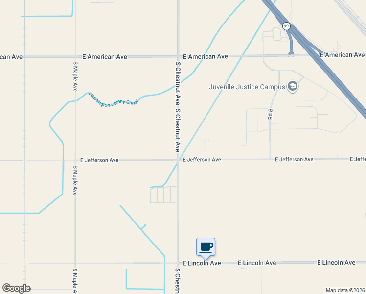 map of restaurants, bars, coffee shops, grocery stores, and more near 5404 South Chestnut Avenue in Fresno