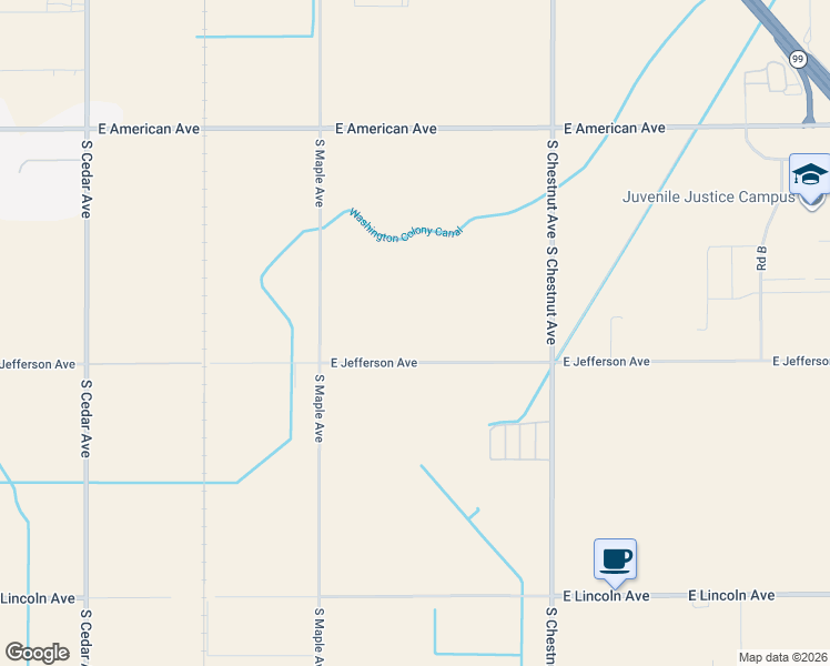 map of restaurants, bars, coffee shops, grocery stores, and more near 2662 East Jefferson Avenue in Fresno
