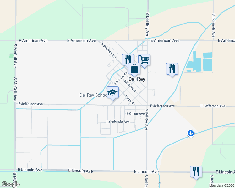 map of restaurants, bars, coffee shops, grocery stores, and more near 10670 Morro Avenue in Del Rey