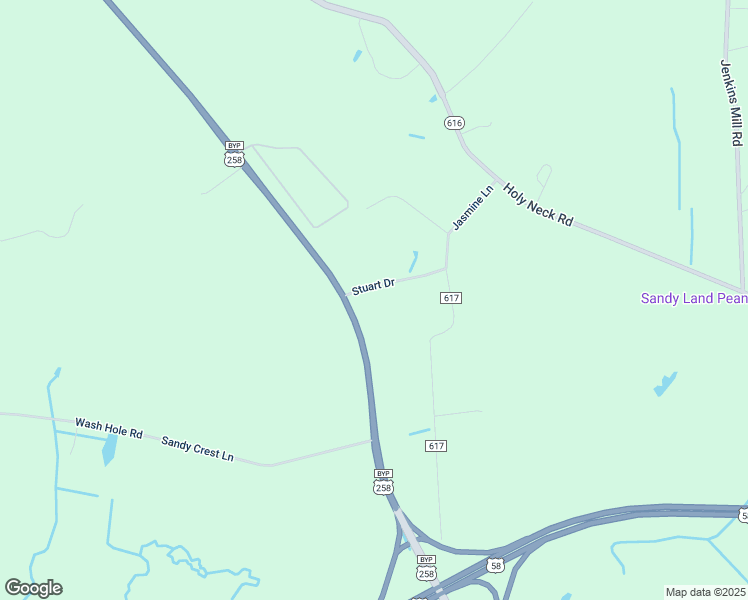 map of restaurants, bars, coffee shops, grocery stores, and more near 8017 Stuart Drive in Suffolk