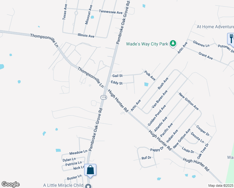 map of restaurants, bars, coffee shops, grocery stores, and more near 230 Hugh Hunter Road in Oak Grove