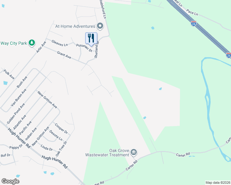 map of restaurants, bars, coffee shops, grocery stores, and more near 104 Fallow Lane in Oak Grove