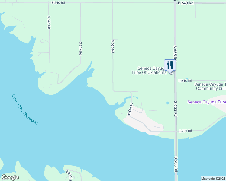 map of restaurants, bars, coffee shops, grocery stores, and more near 24901 South 650 Road in Grove