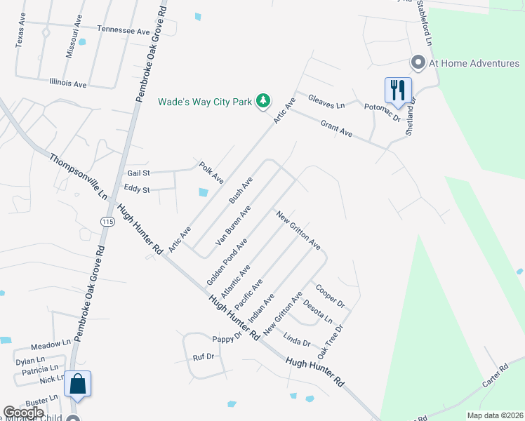 map of restaurants, bars, coffee shops, grocery stores, and more near 950 Van Buren Avenue in Oak Grove
