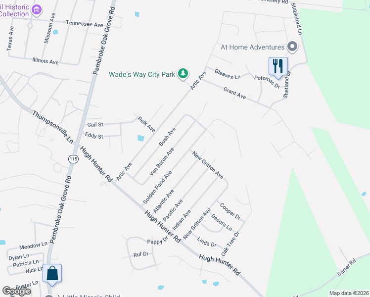map of restaurants, bars, coffee shops, grocery stores, and more near 950 Van Buren Avenue in Oak Grove