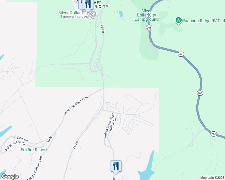 map of restaurants, bars, coffee shops, grocery stores, and more near 938 Indian Point Road in Branson