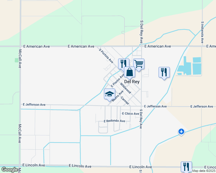 map of restaurants, bars, coffee shops, grocery stores, and more near 5275 Carmel in Del Rey