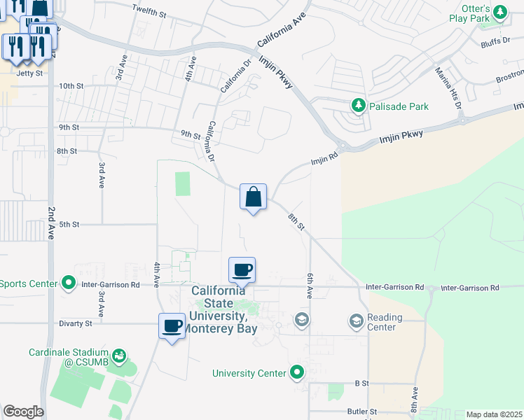 map of restaurants, bars, coffee shops, grocery stores, and more near 400 8th Street in Seaside