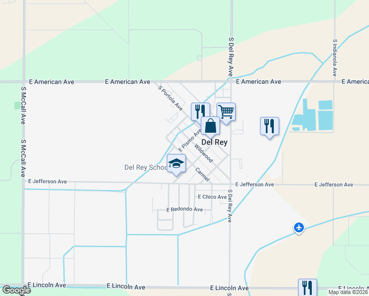 map of restaurants, bars, coffee shops, grocery stores, and more near 5310 Carmel in Del Rey