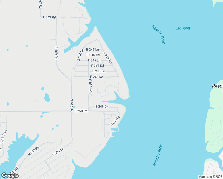 map of restaurants, bars, coffee shops, grocery stores, and more near 24880 South 612 Road in Grove
