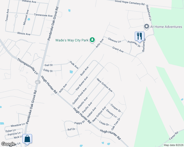 map of restaurants, bars, coffee shops, grocery stores, and more near 950 Van Buren Avenue in Oak Grove