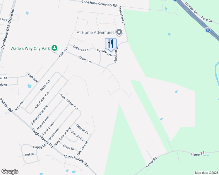 map of restaurants, bars, coffee shops, grocery stores, and more near 204 Jumpers Pass in Oak Grove