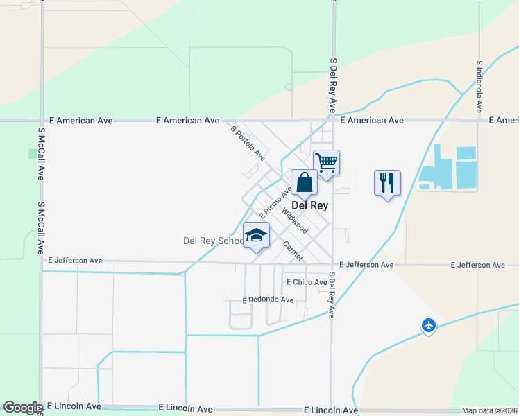 map of restaurants, bars, coffee shops, grocery stores, and more near 5310 Carmel in Del Rey
