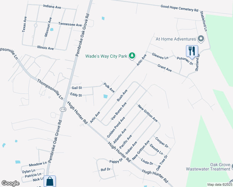 map of restaurants, bars, coffee shops, grocery stores, and more near 636 Artic Avenue in Oak Grove