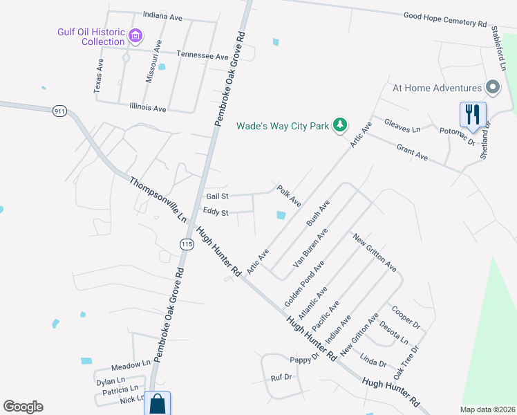 map of restaurants, bars, coffee shops, grocery stores, and more near 307-399 Ashley Street in Oak Grove
