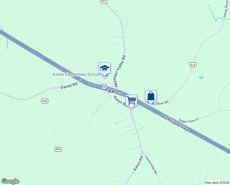 map of restaurants, bars, coffee shops, grocery stores, and more near in Axton