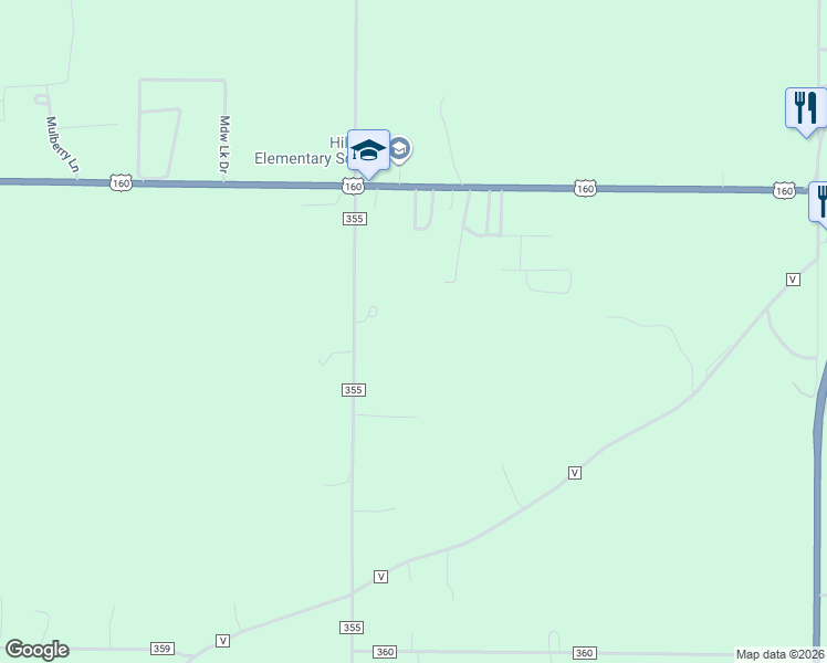 map of restaurants, bars, coffee shops, grocery stores, and more near 11052 U.S. 160 in Harviell