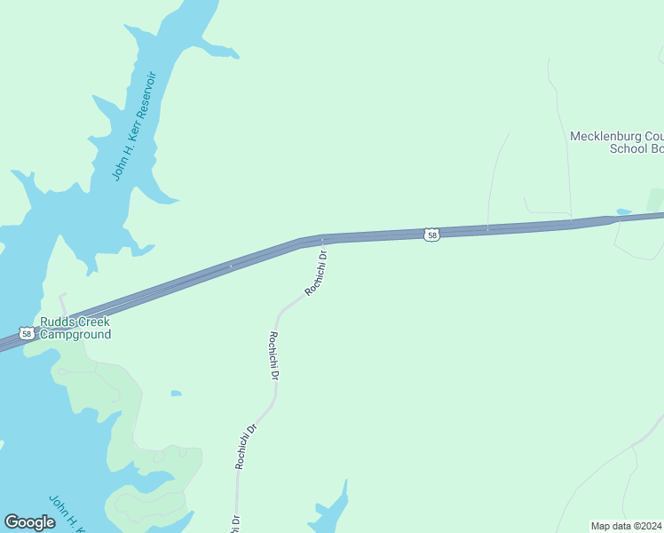 map of restaurants, bars, coffee shops, grocery stores, and more near 91 Rochichi Drive in Boydton