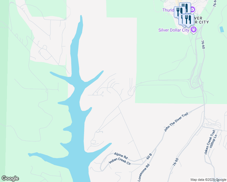 map of restaurants, bars, coffee shops, grocery stores, and more near 59-151 Lantern Bay Lane in Branson