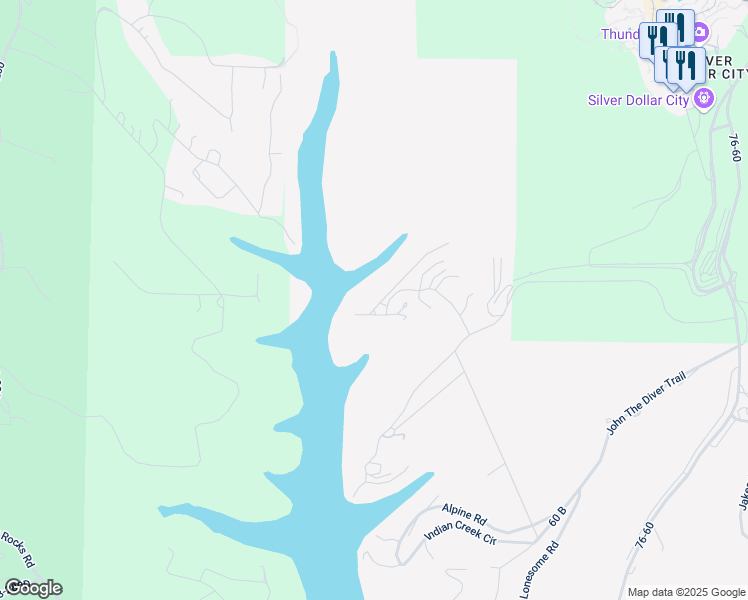 map of restaurants, bars, coffee shops, grocery stores, and more near 3 Woodpecker Lane in Branson