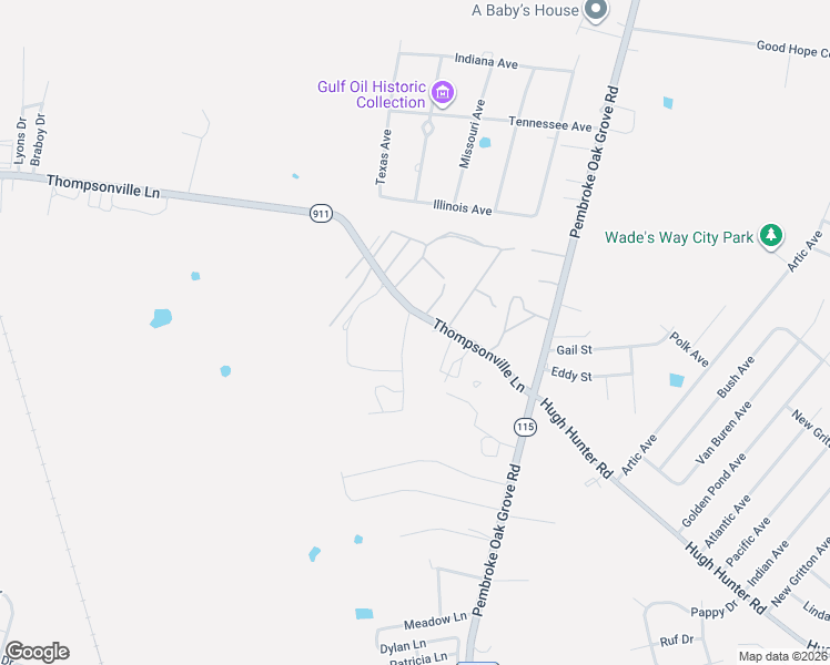 map of restaurants, bars, coffee shops, grocery stores, and more near 1501 Thompsonville Lane in Oak Grove