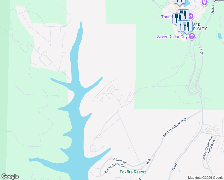 map of restaurants, bars, coffee shops, grocery stores, and more near 33 Blue Bird Way in Branson