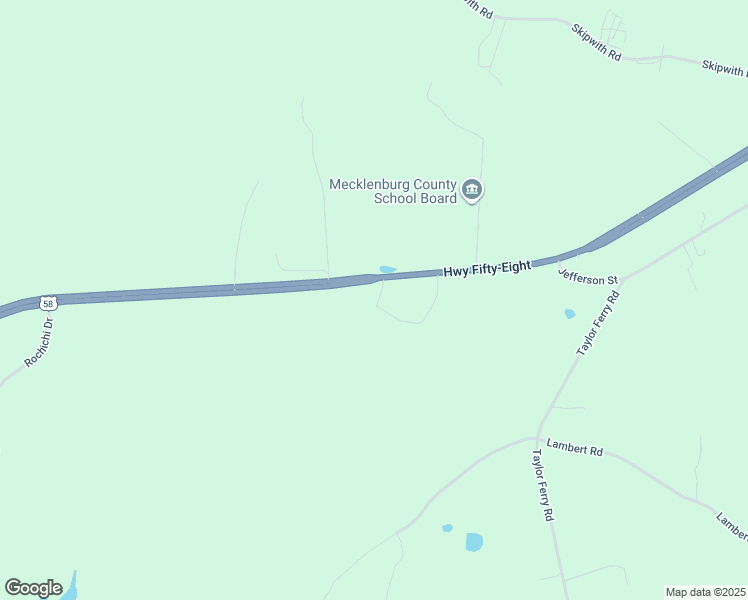 map of restaurants, bars, coffee shops, grocery stores, and more near 17588 U.S. 58 in Boydton