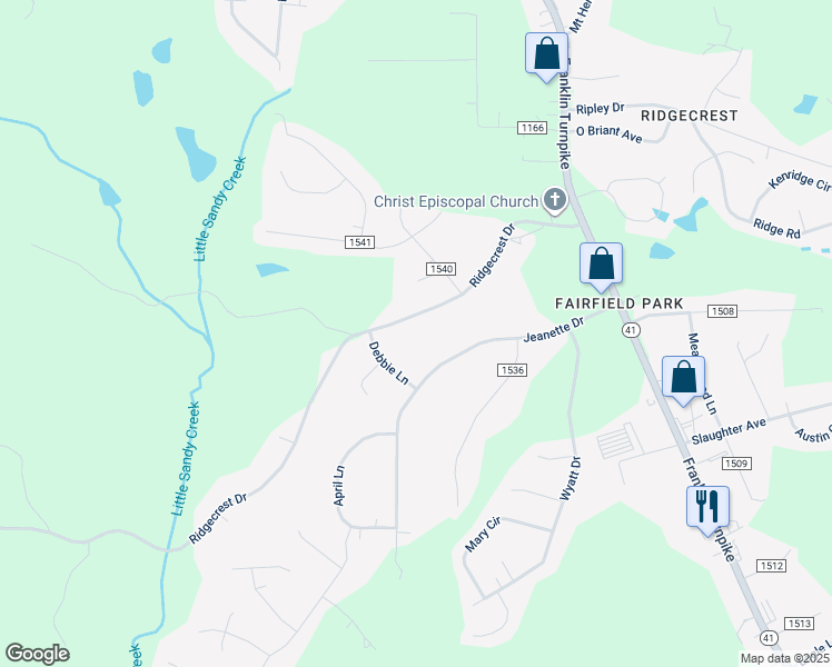 map of restaurants, bars, coffee shops, grocery stores, and more near 561 Ridgecrest Drive in Danville