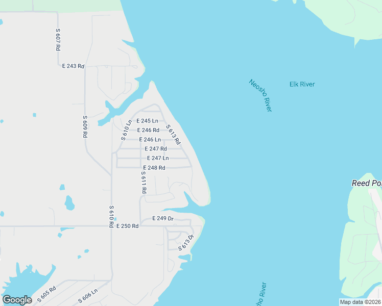 map of restaurants, bars, coffee shops, grocery stores, and more near 24681 South 613 Road in Grove