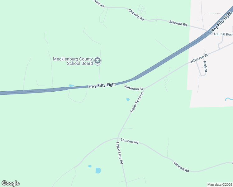 map of restaurants, bars, coffee shops, grocery stores, and more near 17898-17912 U.S. 58 in Boydton