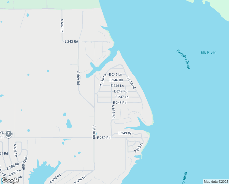 map of restaurants, bars, coffee shops, grocery stores, and more near 61125 East 246 Lane in Grove