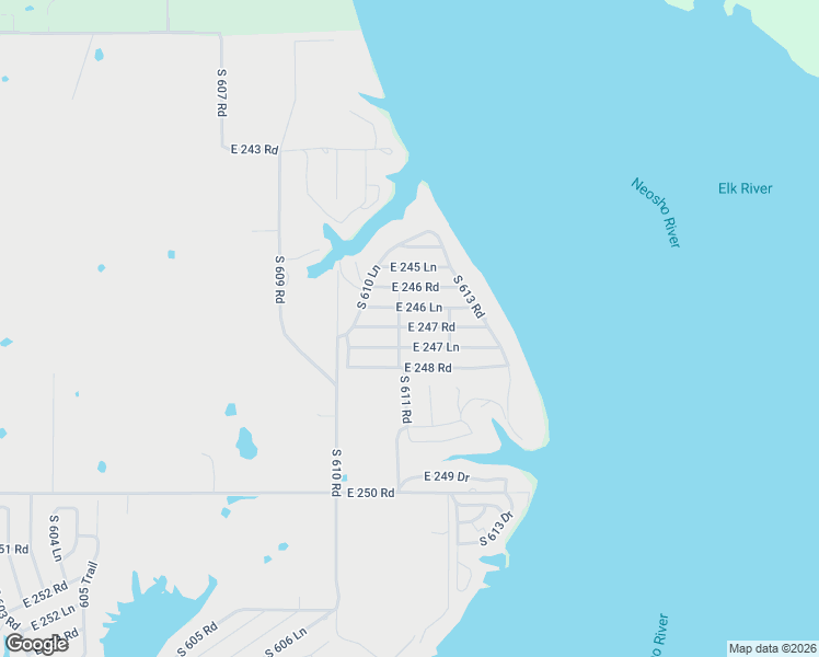 map of restaurants, bars, coffee shops, grocery stores, and more near 61125 East 246 Lane in Grove