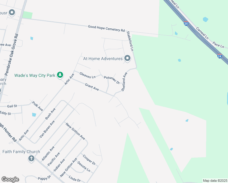 map of restaurants, bars, coffee shops, grocery stores, and more near 734 Shetland Drive in Oak Grove