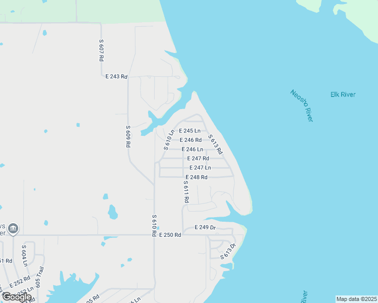 map of restaurants, bars, coffee shops, grocery stores, and more near 61125 East 246 Lane in Grove