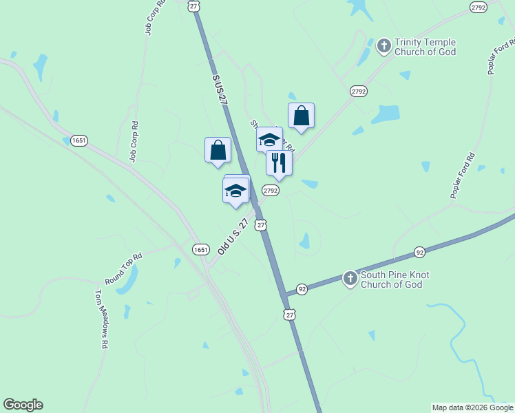 map of restaurants, bars, coffee shops, grocery stores, and more near in Pine Knot