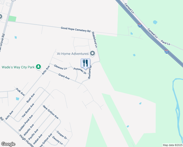 map of restaurants, bars, coffee shops, grocery stores, and more near 713 Shetland Avenue in Oak Grove