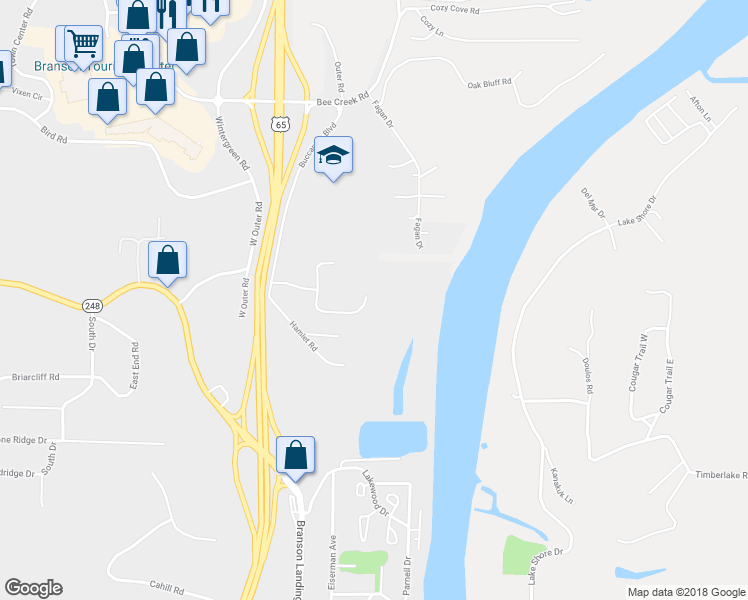 map of restaurants, bars, coffee shops, grocery stores, and more near 231 Grand Summit Point in Branson