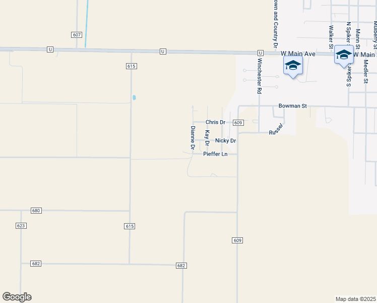 map of restaurants, bars, coffee shops, grocery stores, and more near 16251 Pieffer Lane in Bernie