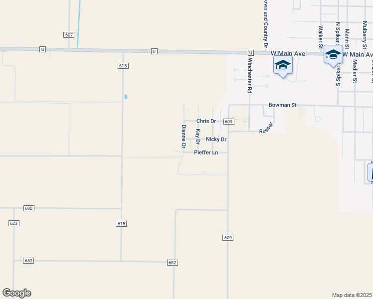 map of restaurants, bars, coffee shops, grocery stores, and more near 16251 Pieffer Lane in Bernie