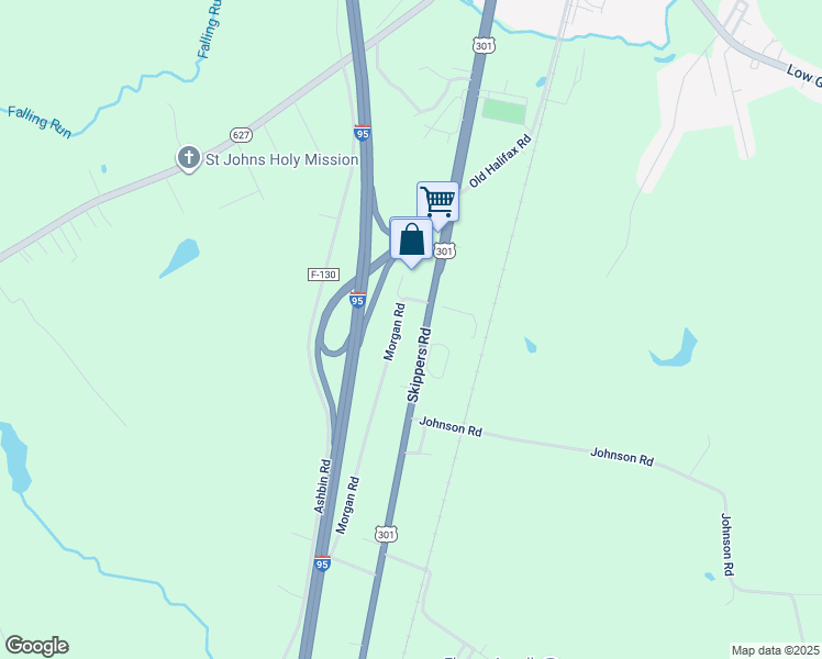 map of restaurants, bars, coffee shops, grocery stores, and more near 1747 Skippers Road in Emporia