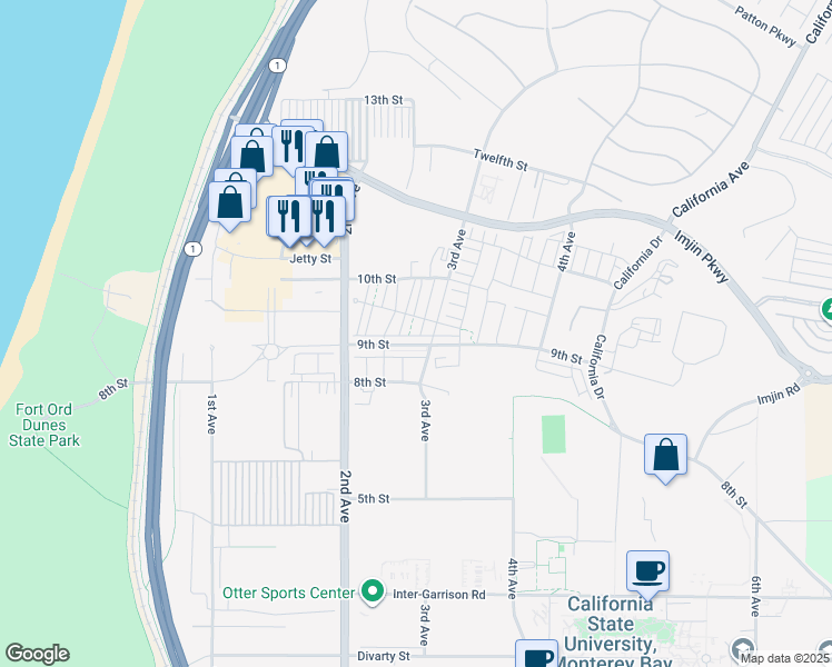 map of restaurants, bars, coffee shops, grocery stores, and more near 2701 3rd Avenue in Marina