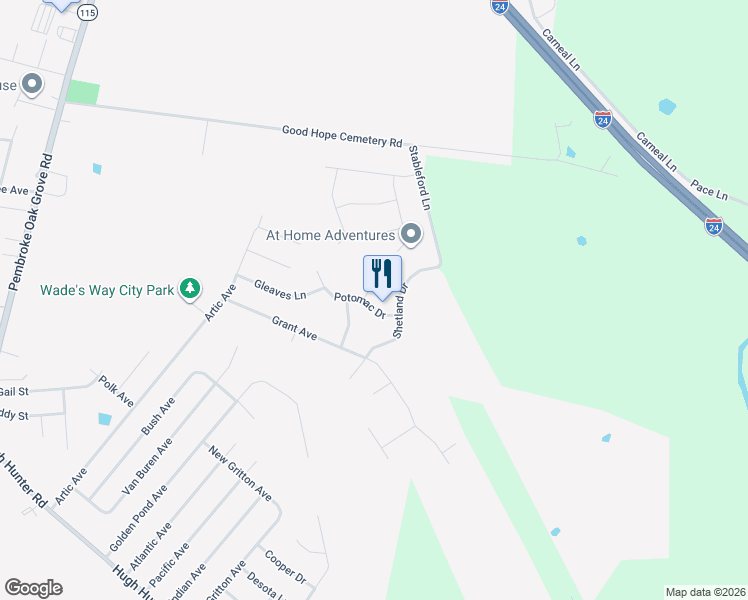 map of restaurants, bars, coffee shops, grocery stores, and more near 506 Potomac Drive in Oak Grove