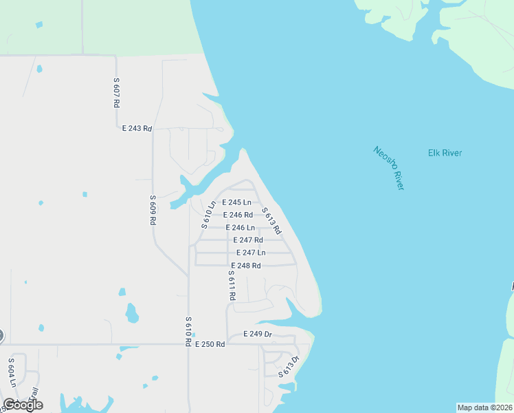 map of restaurants, bars, coffee shops, grocery stores, and more near 61195 East 245 Lane in Grove