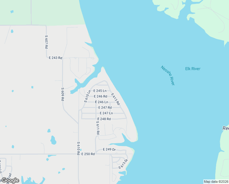 map of restaurants, bars, coffee shops, grocery stores, and more near 61195 East 245 Lane in Grove
