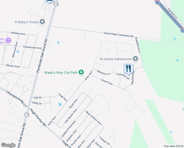 map of restaurants, bars, coffee shops, grocery stores, and more near 680 Artic Avenue in Oak Grove